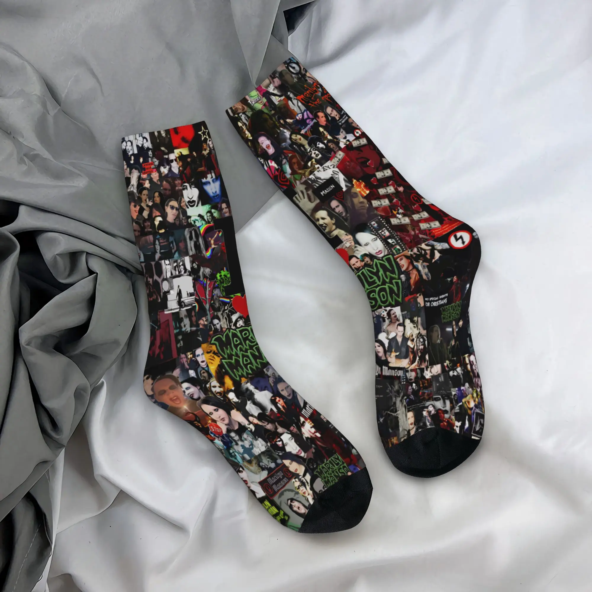 Men Women Marilyns Mansons Socks Comfortable Fashion  Socks Harajuku Merchandise Middle Tube Socks Amazing Gift