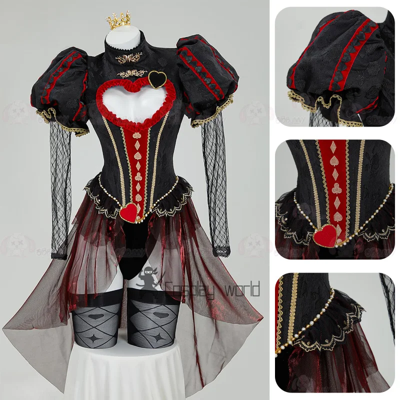 

Костюм для косплея «Королева сердец» «Алиса в стране чудес», женский костюм на Хэллоуин в винтажном стиле с вырезом в форме сердца, карнавальная форма