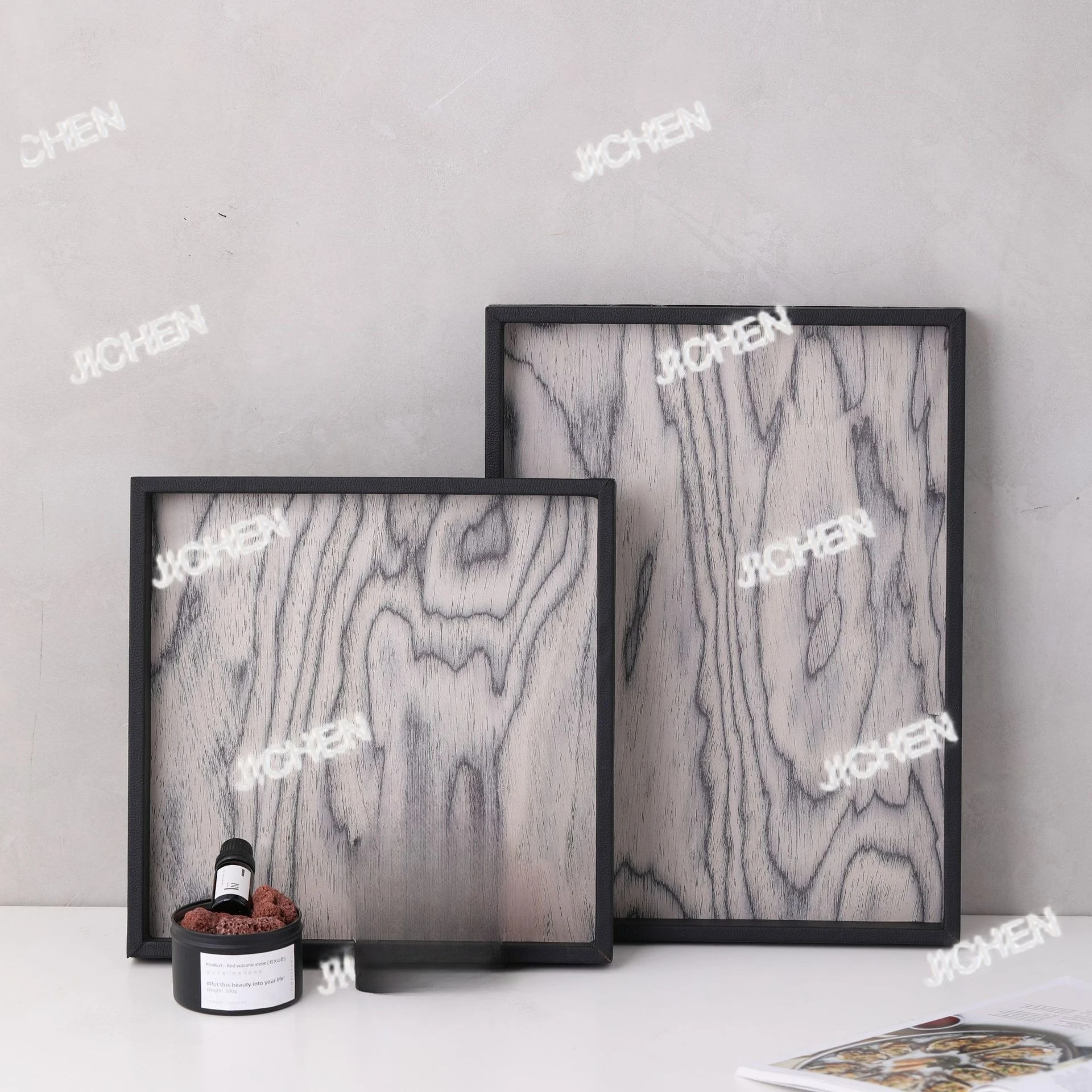 

Modern simple leather aromatherapy veneer tray ins style ornament home villa living room soft decoration jewelry