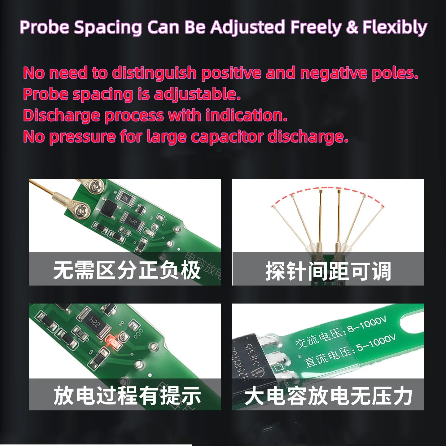 1pcs High Voltage Capacitor Discharge Pen, Supports 1000UF/5000UF, Anti-electric Shock High Voltage Discharger Tester Pen