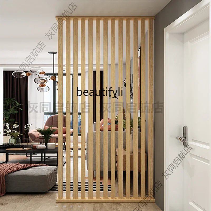 

A17 All original solid wood partition screen wooden strips and columns, entrance custom columns and vertical strips are simple