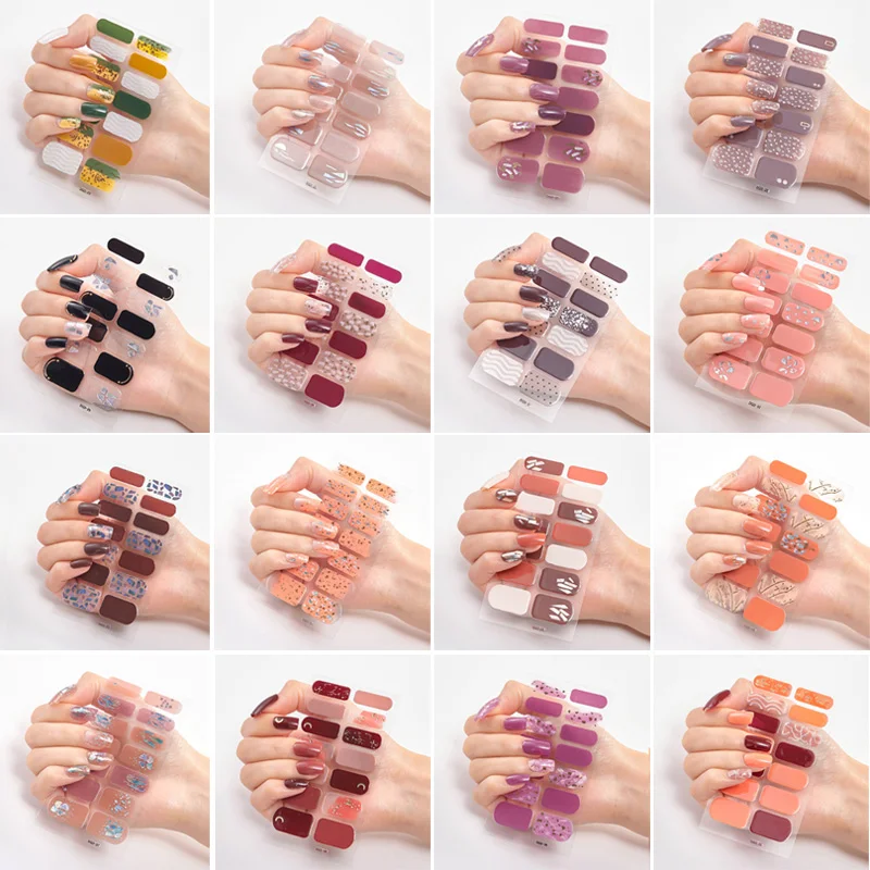 10 Sheets 3D Bronzing Nail Stickers Full Cover Nail Wraps Decal Manicure Supplies