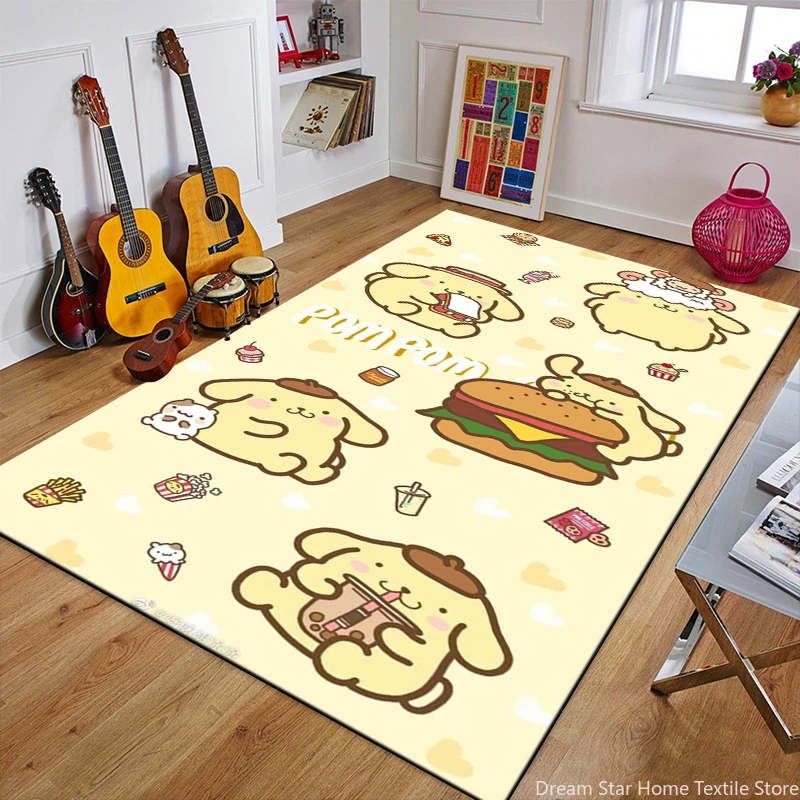 15 Sizes Sanrio PomPomPurin Pattern Area Rug Carpet for Living Room Girls Bedroom Sofa Doormat Home Decor Non-slip Kids Mat Gift