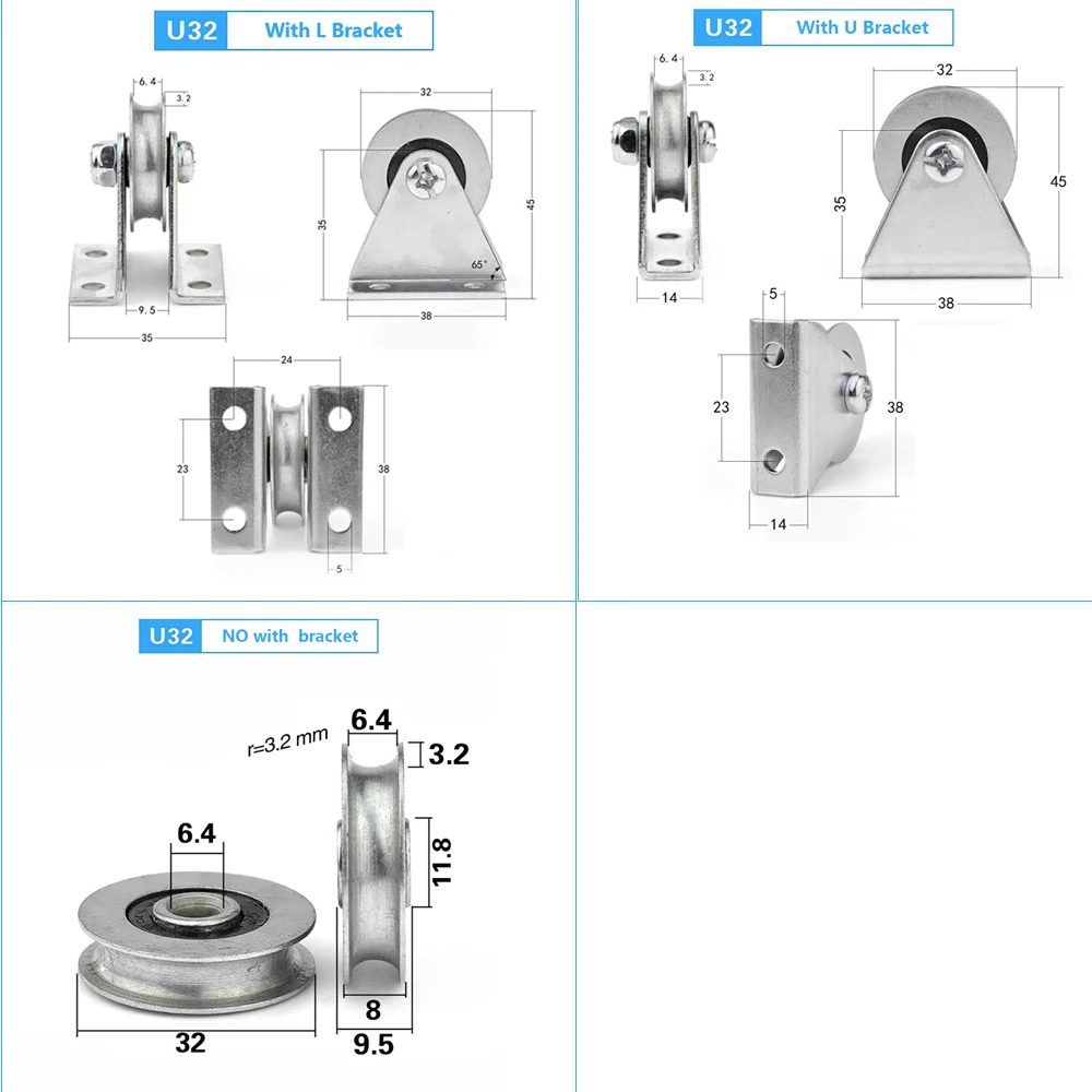 23mm/1inch Wire Rope Pulley Block Bearing Wheel Bearings Wire Rope Guide Wheel for Lifting with Triangular Bracket, 260LB