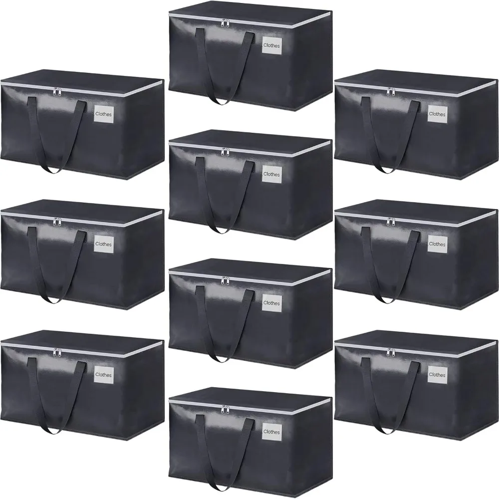 

Heavy Duty Moving Boxes-Moving Bags with Zipper, Reinforced Handles and Tag Pocket-Collapsible Moving Supplies-Totes