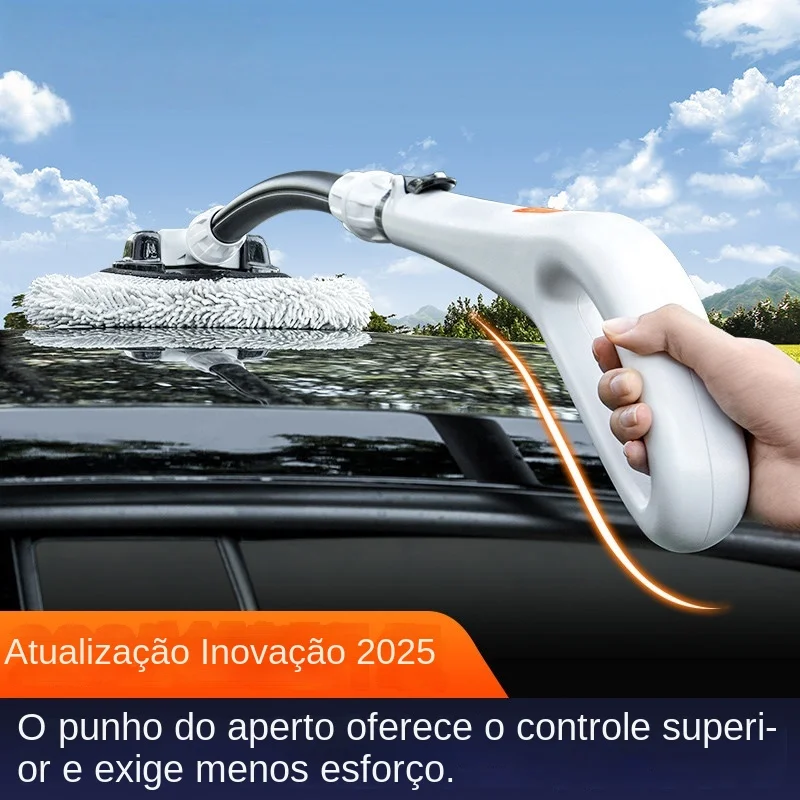 Escova de Lavagem Automotiva com Cabo Telescópico Longo, Mop de Cabelo Macio Chenille para Limpeza de Carros e Janelas, Acessório Automotivo