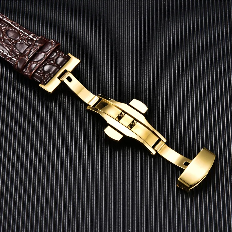 Crocodile Pattern Business Casual Black Brown Genuine Leather Watch Band Butterfly Buckle Bracelets 18mm 20mm 22mm 24mm Straps