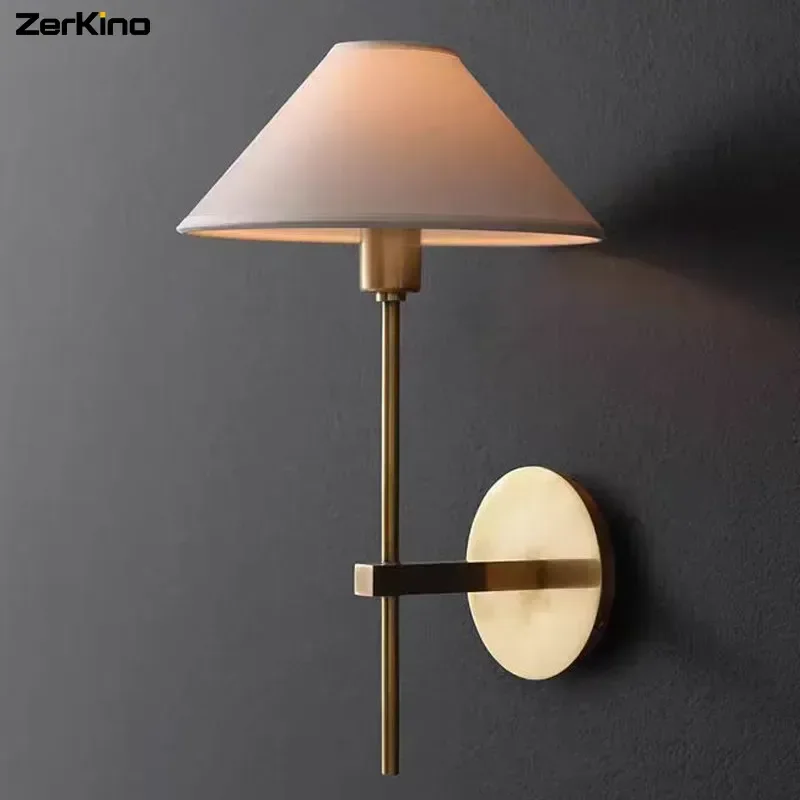 Vintage European American Cloth Covered Wall Lamp,Living Room Corridor Bathroom Staircase Design Bedroom Lighting Fixtures Decor