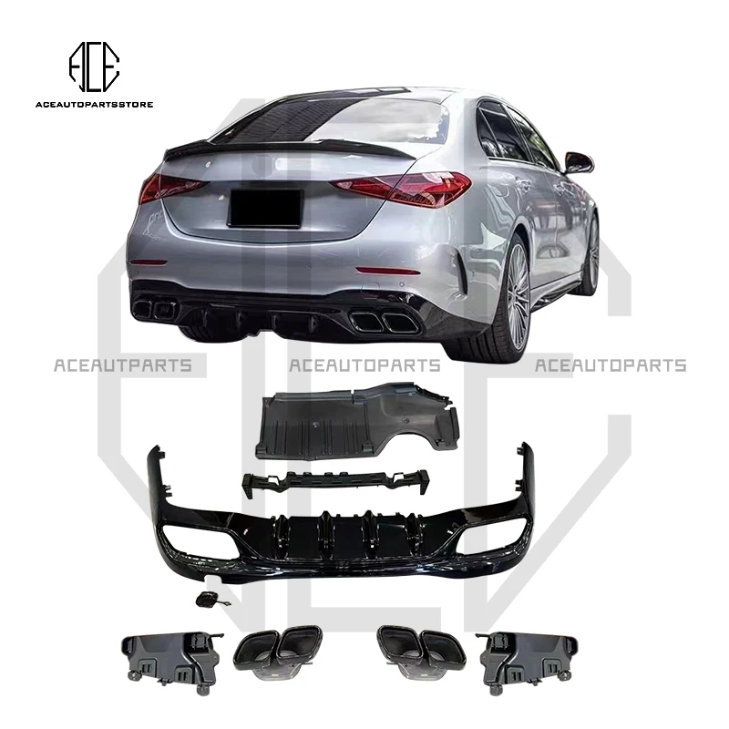

for Mercedes Benz C class W206 upgrade to C63 AMG Style rear diffuser tail pipes Car accessories auto car parts suitable