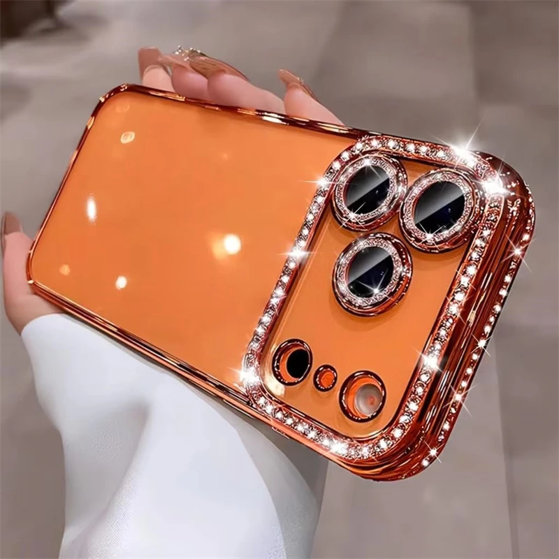 Glitzer-Diamant-Klarsichthülle für iPhone 17 Air 16 15 14 13 12 11 Pro Max Plus 17Air 17Pro Stoßfeste Glasfolien-Rückabdeckung