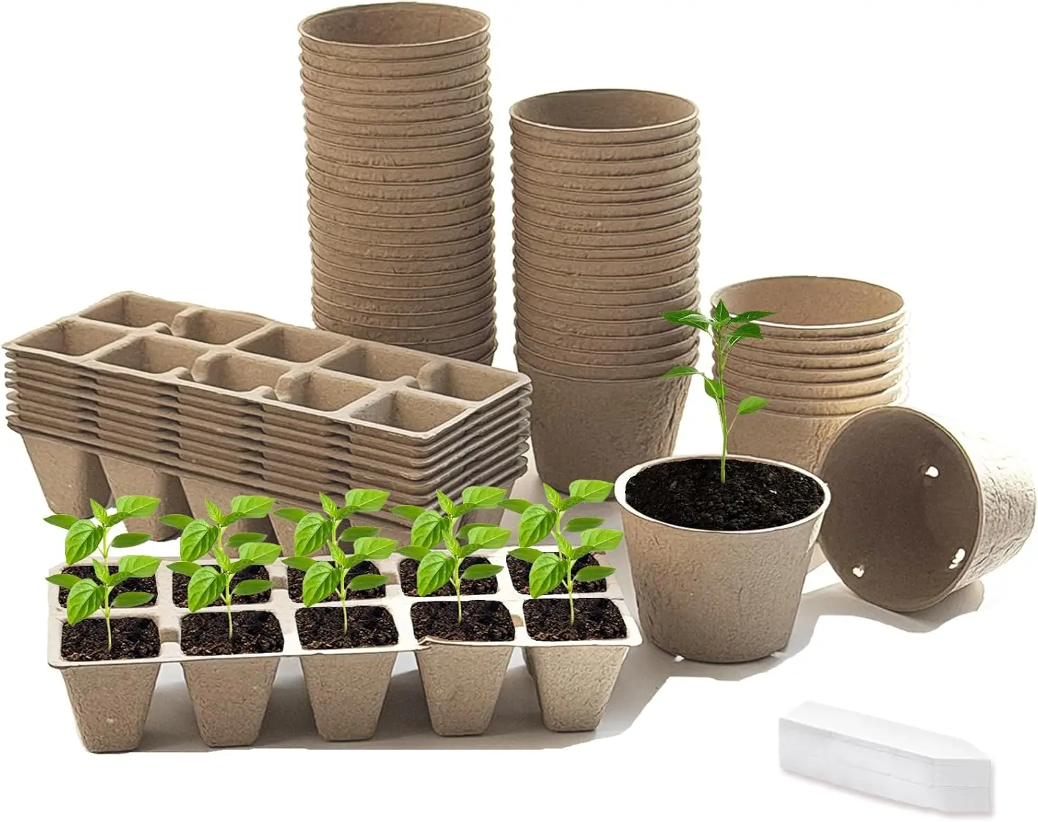 

Набор из 200 горшков для рассады, включая 50 шт. 4-дюймовых торфяных горшков с дренажными отверстиями, 100 ячеек, 2-дюймовый лоток для рассады.