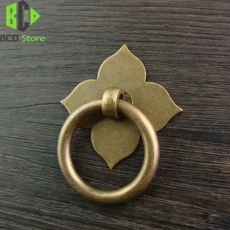 BCD Antique Drawer Pulls Kitchen Door Handles And Knobs Brass Leaf Shape Cabinet With Screw Hardware Ancient Furniture
