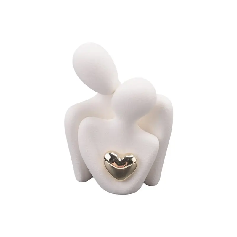 A74E-Mini Couple Statue Tv Stand Decor Home Decor Knick Knacks Couples Love Office Show Pieces White B