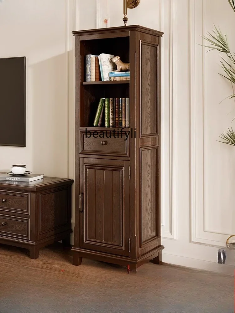 

xzzAmerican solid wood against the wall, living room, home dining side wine cabinet integrated against the wall display cabinet