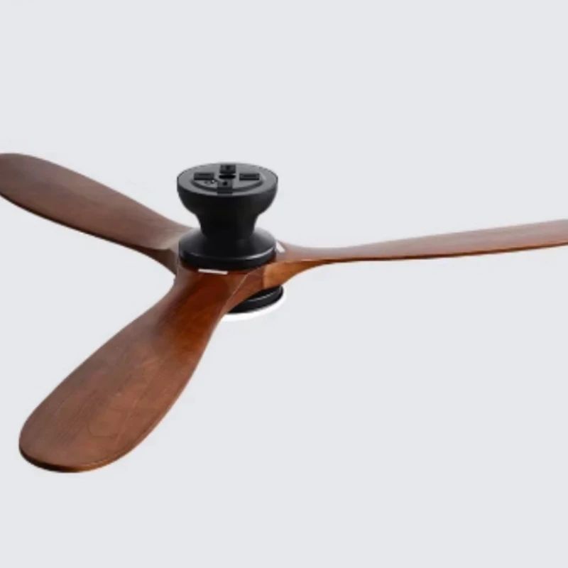Nordic Minimalist Ceiling Fan Light Solid Wood Remote Control LED Ceiling Light Indoor Dining Room Living Room Bedroom Home Fan