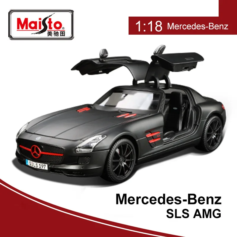 Benz Sls Amg Racing Sports Car Maisto 1:18 Diecast Model Edition Alloy Luxury Vehicle Collection Decoration Cars Model Car Gifts