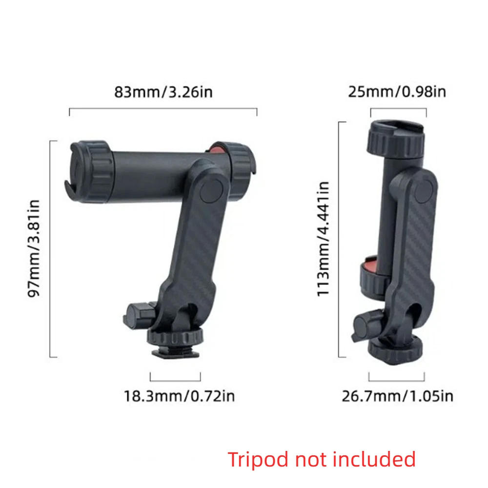 360° Rotatable Phone Tripod Mount Universal Vertical Smartphone Mount Adapter Arm Adjustable with Dual Cold Shoe Phone Stand