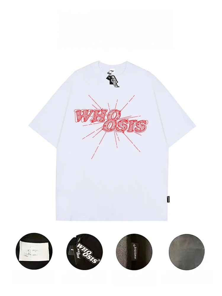Whoosis (اسم غير معروف) 8-كلمة شعار الماس ضوء الكرة قصيرة الأكمام تي شيرت الذكور زوجين الشارع الموضة الوطنية الترفيه