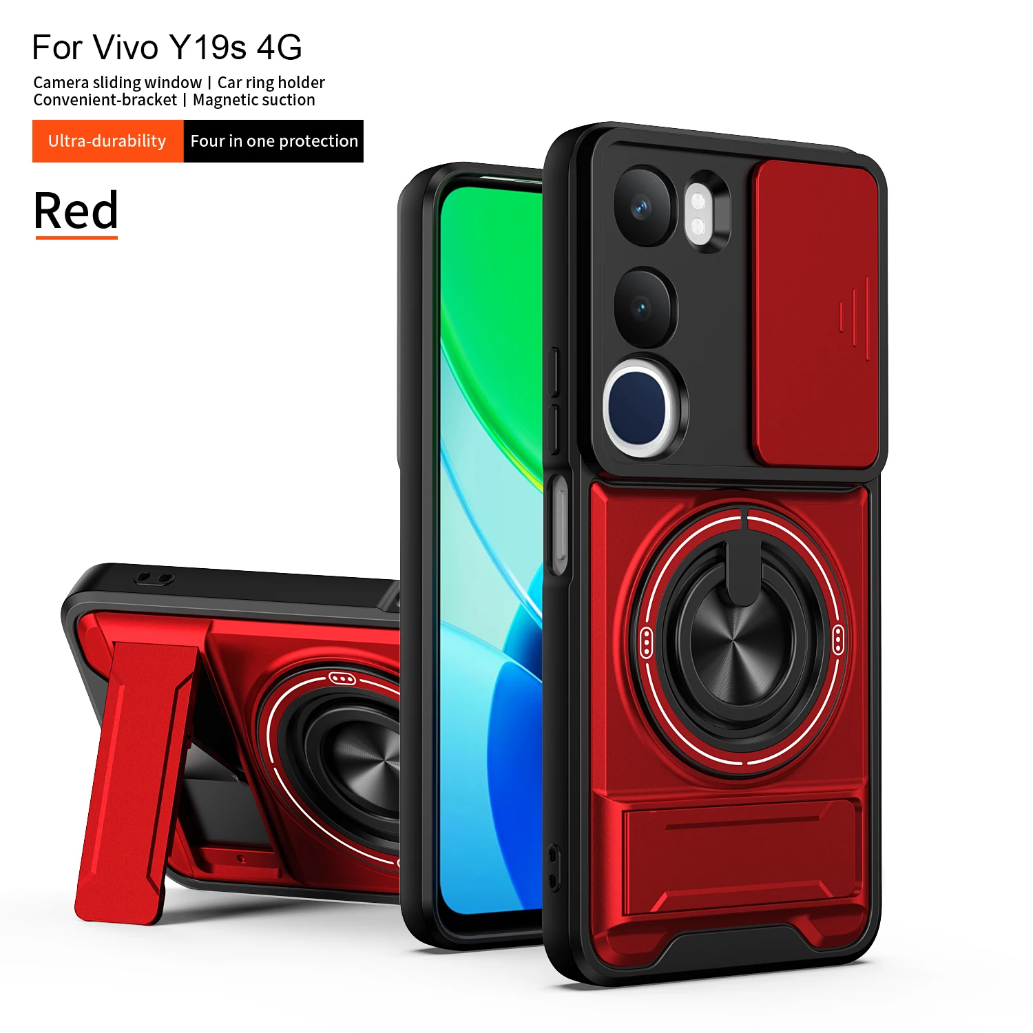 For Vivo Y19s Case Vivo Y19s Pro Cover Vivo Y29 5G y19s Case Magsafe Magnetic Fold Holder Military Armor Camera Protection Cover - view 4