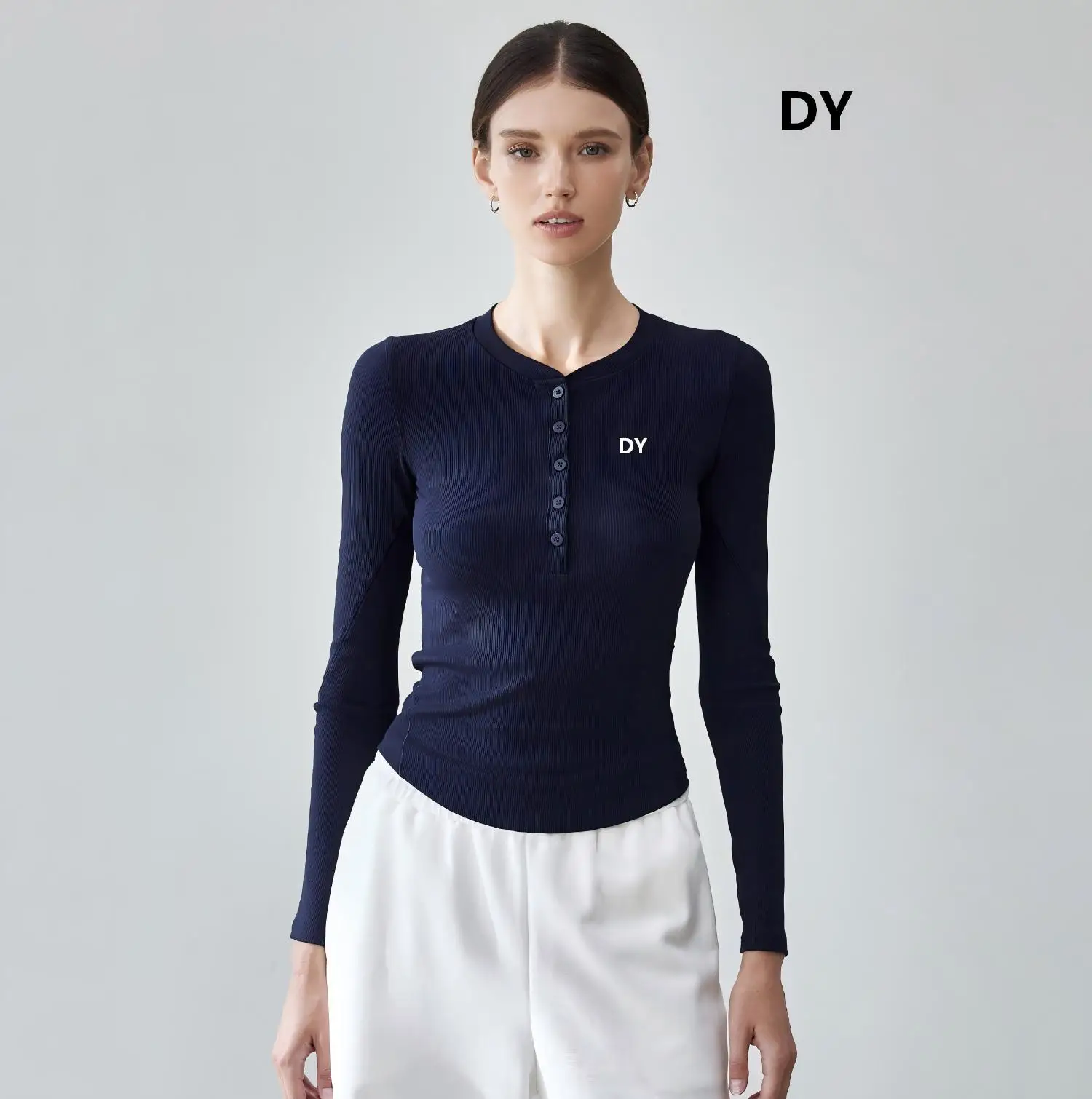 2026 Lady Henry Shirt Round Neck Yoga Long Sleeve T-Shirt Versatile, Tight-Sleeved, Slimming Underwear, Henry Collar