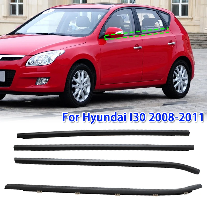For Hyundai I30 2008-2011 4Pcs Set Black Car Door Window Glass Weatherstrip Trim Waterproof Pressure Sealing Strip 822102L000