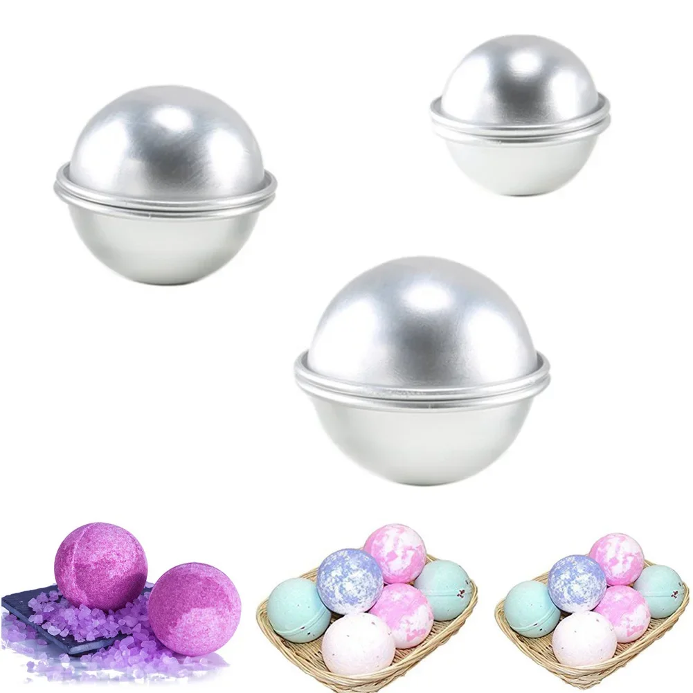 6PCS DIY Spa Tool Accessories Mini Aluminum Alloy Shallow Semicircle Bath Bomb Salt Ball Metal Mold 3D Sphere Shape 3 Size