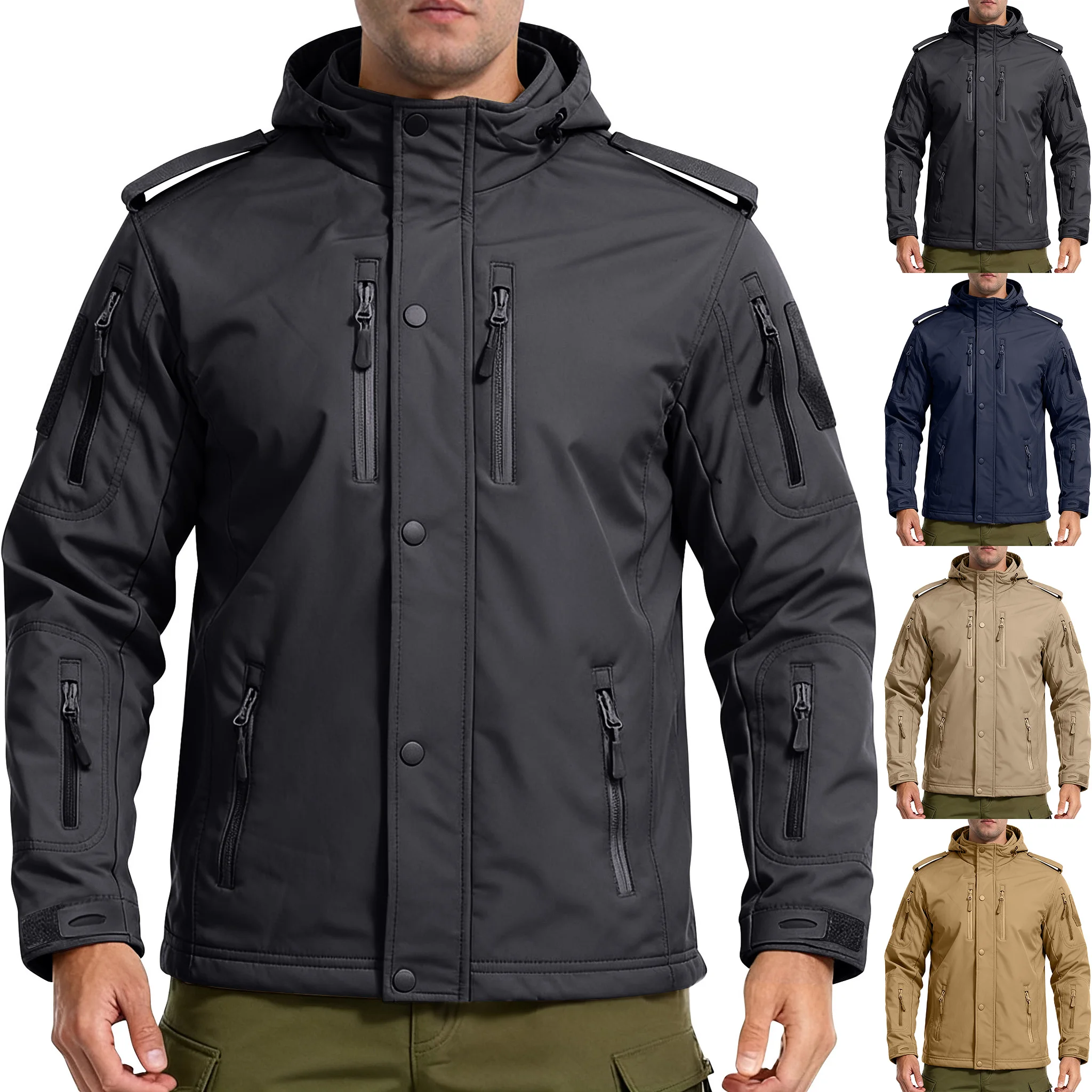 Trendy Solid Color Assault Suit Breathable Windproof Jacket Men'S Winter Warm Jacket Outdoor Sports Jacket Men'S Jacket