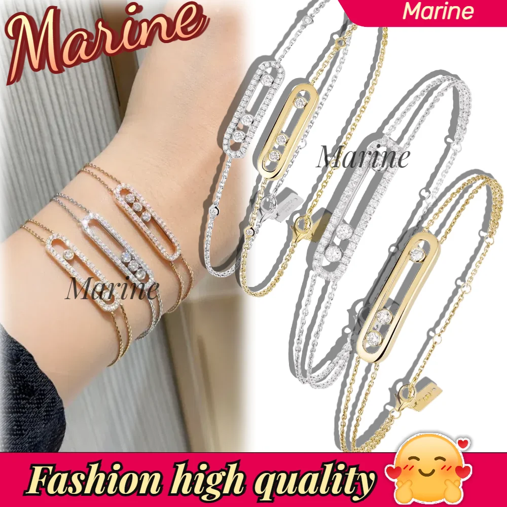 

S925 silver classic design bracelet bracelet three Removable Beads Bracelet French light luxury fashion suitable holiday gift