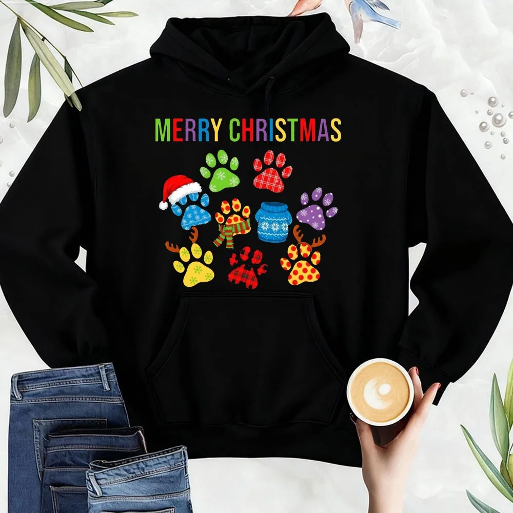 عيد ميلاد سعيد البلوز المطبوعة الكلب الكفوف احتفالي حفلة عيد الميلاد هدية الرجال البلوز طويلة الأكمام الشارع أزياء رياضية #1