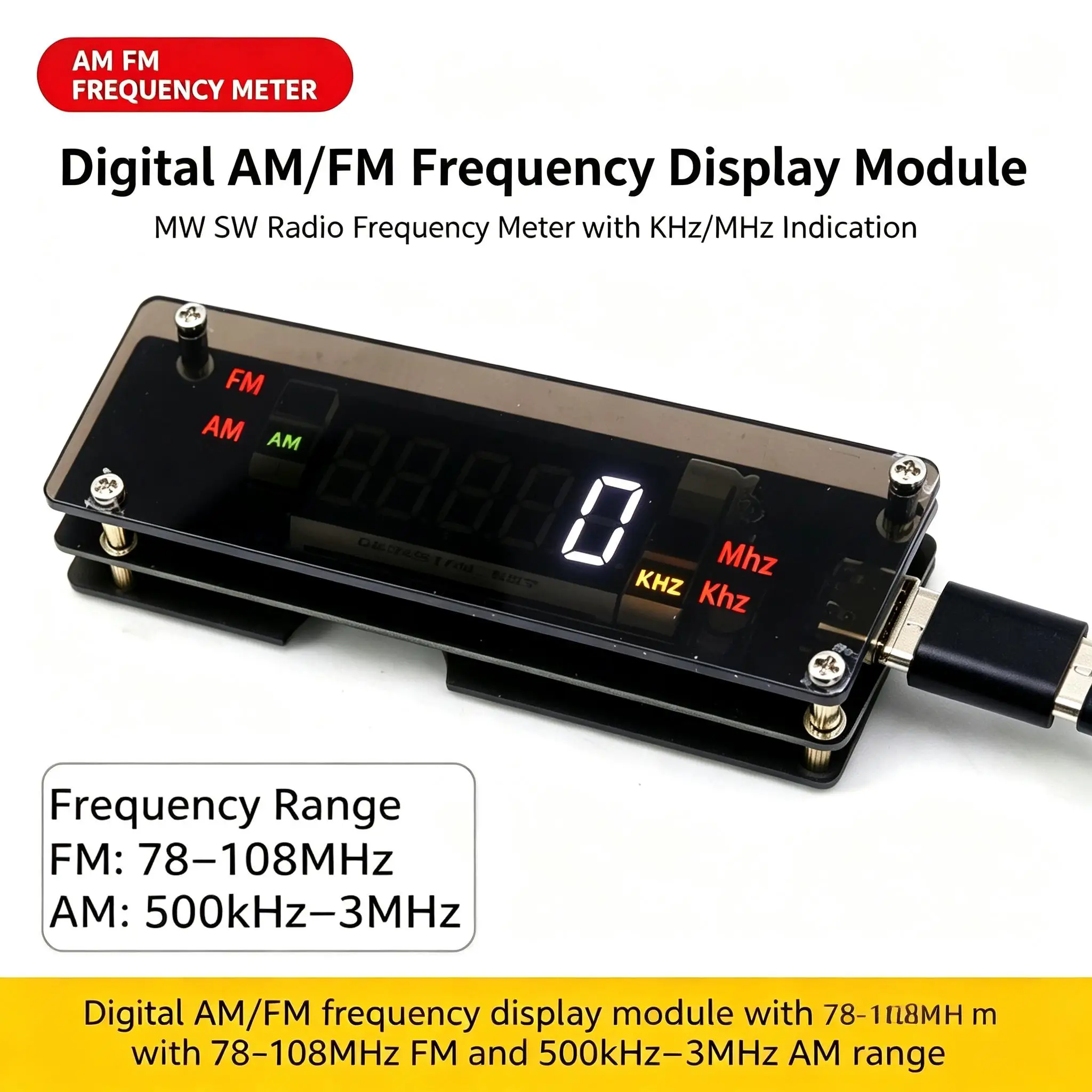 DYKB Digital LED Frequency Meter AM FM Radio Frequency Display Module Medium Short Wave SW MW Signal Generator Counter RF Tester