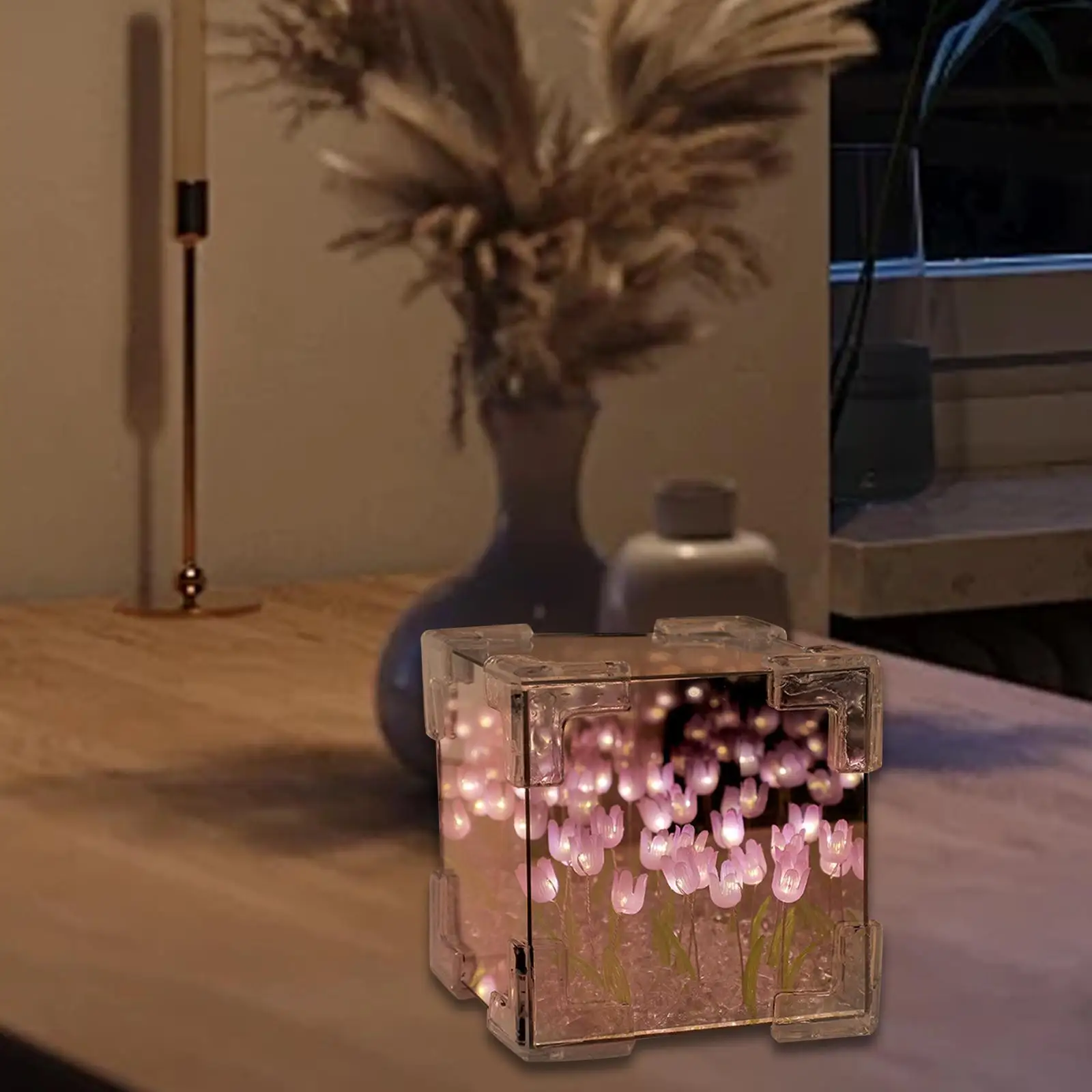 Lampada da tavolo con fiore di tulipano, regalo per feste, 10 fiori, fai da te, specchio a tulipano, luce notturna, decorazione da tavolo per ufficio, camera da letto, bagno