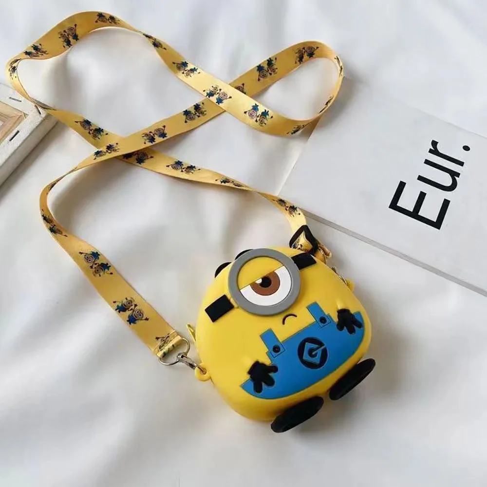 Minionki Anime torba silikonowa Kawaii dziecięca torba typu Crossbody wodoodporny portfel z zabawkami kreskówka etui na monety torebka tornister