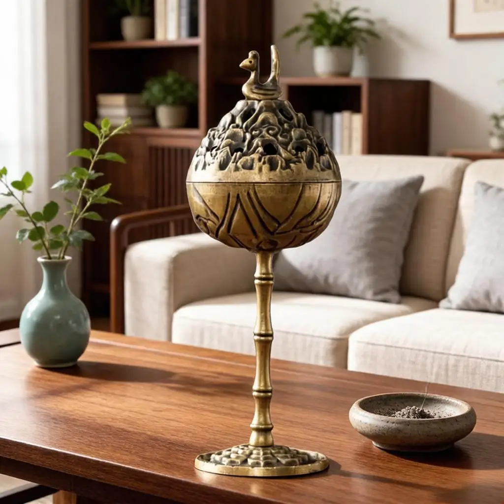 Brûleur d'encens rétro de style traditionnel pour la maison, porte-encens unique, décoration d'intérieur antique et charmante