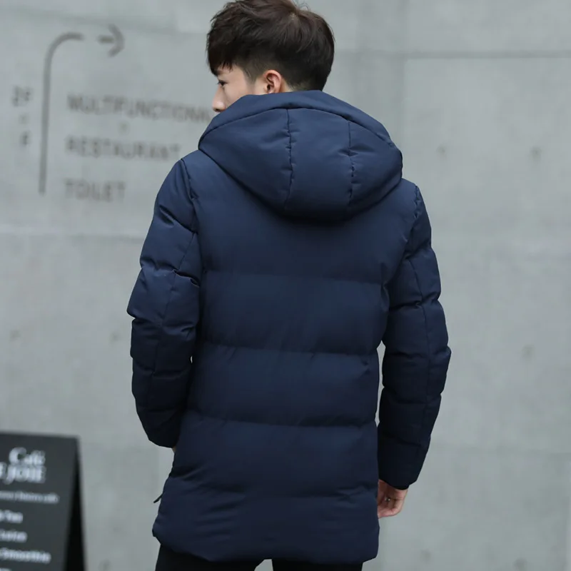 الشتاء منتصف طول الرجال معطف القطن مقنعين الشباب نمط معطف القطن سميكة ودافئة، نمط جديد معطف دافئ الرجال سترة قطن #3