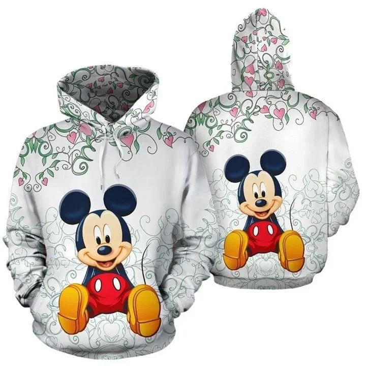 Disney Cartoon Minnie Mickey Mouse 3D Hoodie Sweatshirts Men Women Boys Girls Pullover Harajuku Streetwear Pocket Hoodies