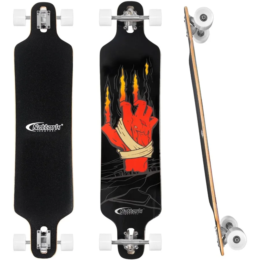 

Longboard Skateboard Complete 8 Ply Canadian Hard Maple for Commuting Carving and Downhill Riding with T-Tool Made for Adults T