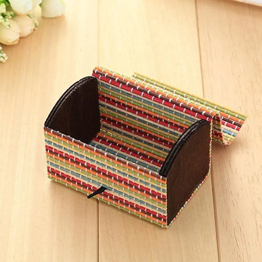 Creative Bamboo Wood Jewellery Organiser Vintage Multi-function Bamboo Curtain Clutter Box Portable Jewelry Box