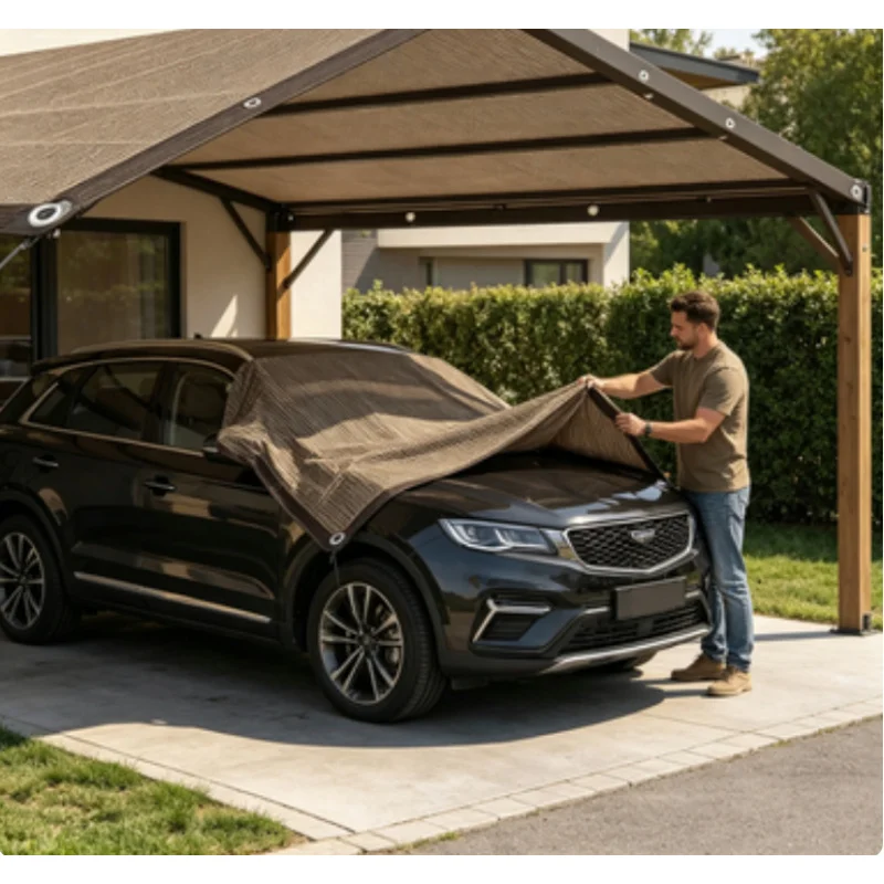3M * 4M Brown Sun Shade Net 1PC, UV Protection Breathable Canopy Cover, Durable Outdoor Shade Cloth for Pool Picnic Camping