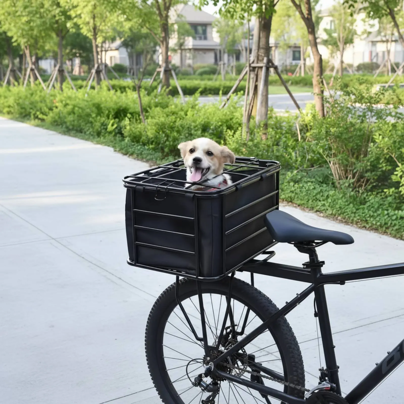 Cycle Dog Carrier Sturdy Duty Pet Carrier Bike Basket Rear Mount Storage Basket Versatile Foldable Design for Shopping - view 5