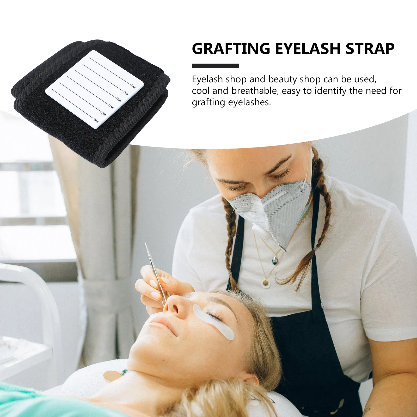 

Fake Eyelash Grafting Strap Premium Material Eyelash Holder Hand Strap with Scale 8Mm-13Mm for Professional Salon Lash