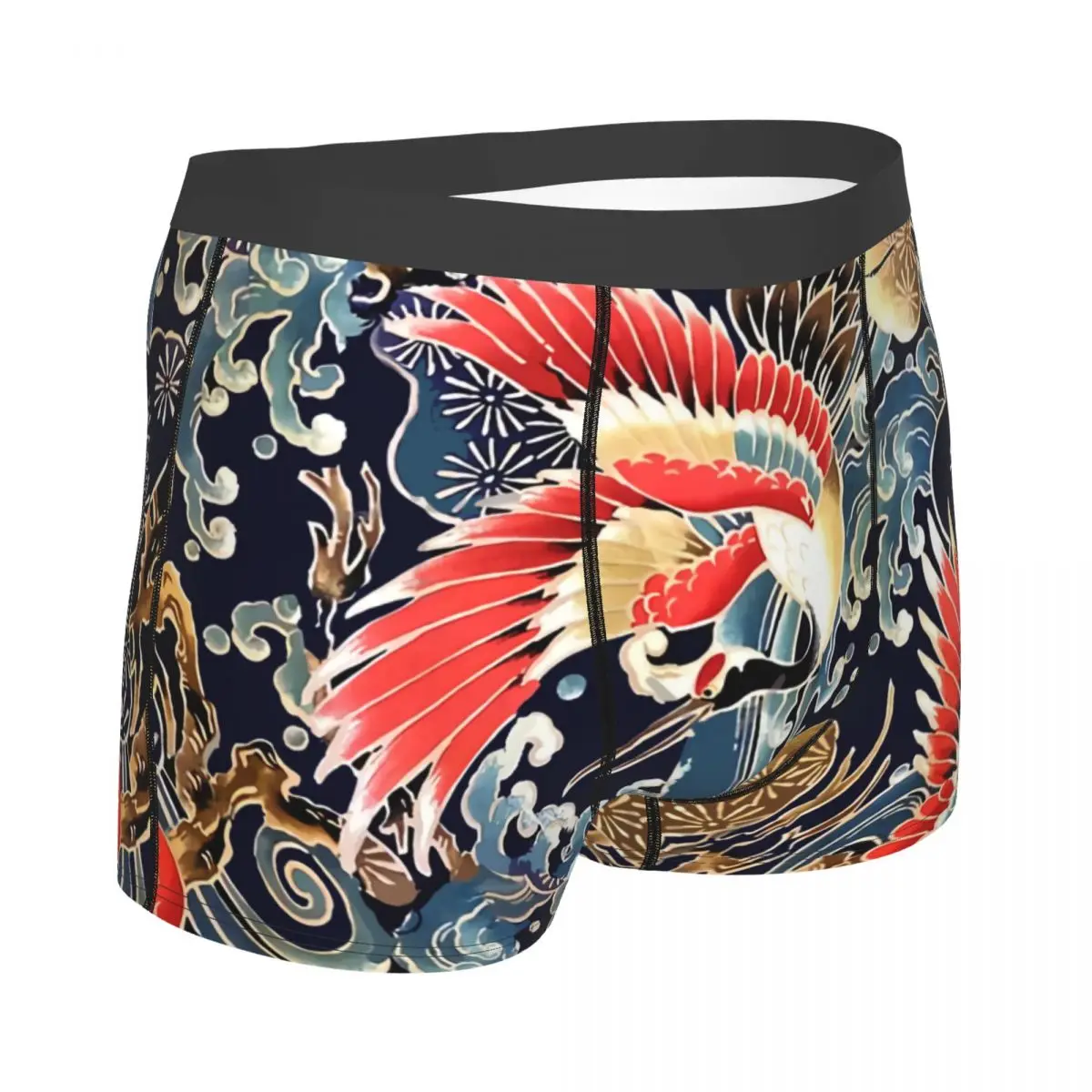 Flying Cranes Flowers Sea Waves Floral Men Boxer Briefs Underwear Highly Breathable High Quality Sexy Shorts Gift Idea