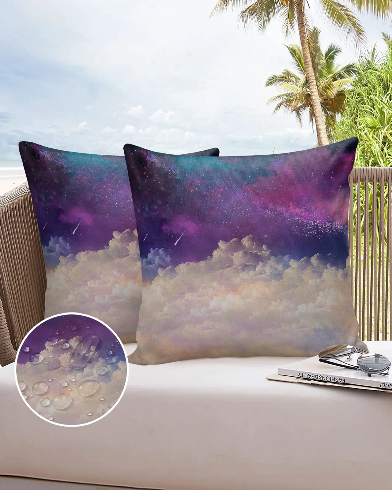 

2/4PCS Outdoor Pillowcase Sky Clouds Night Sky Waterproof Decorative Sofa Throw Pillow Cover Case Garden Patio Cushion Covers