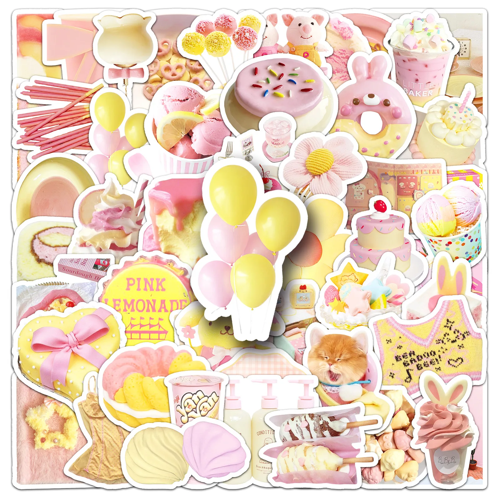 50 قطع الكرتون لطيف الأصفر الوردي الكتابة على الجدران ملصقات الكورية Ins نمط الزخرفية قضية الهاتف المحمول كوب ماء ملصقات دفتر