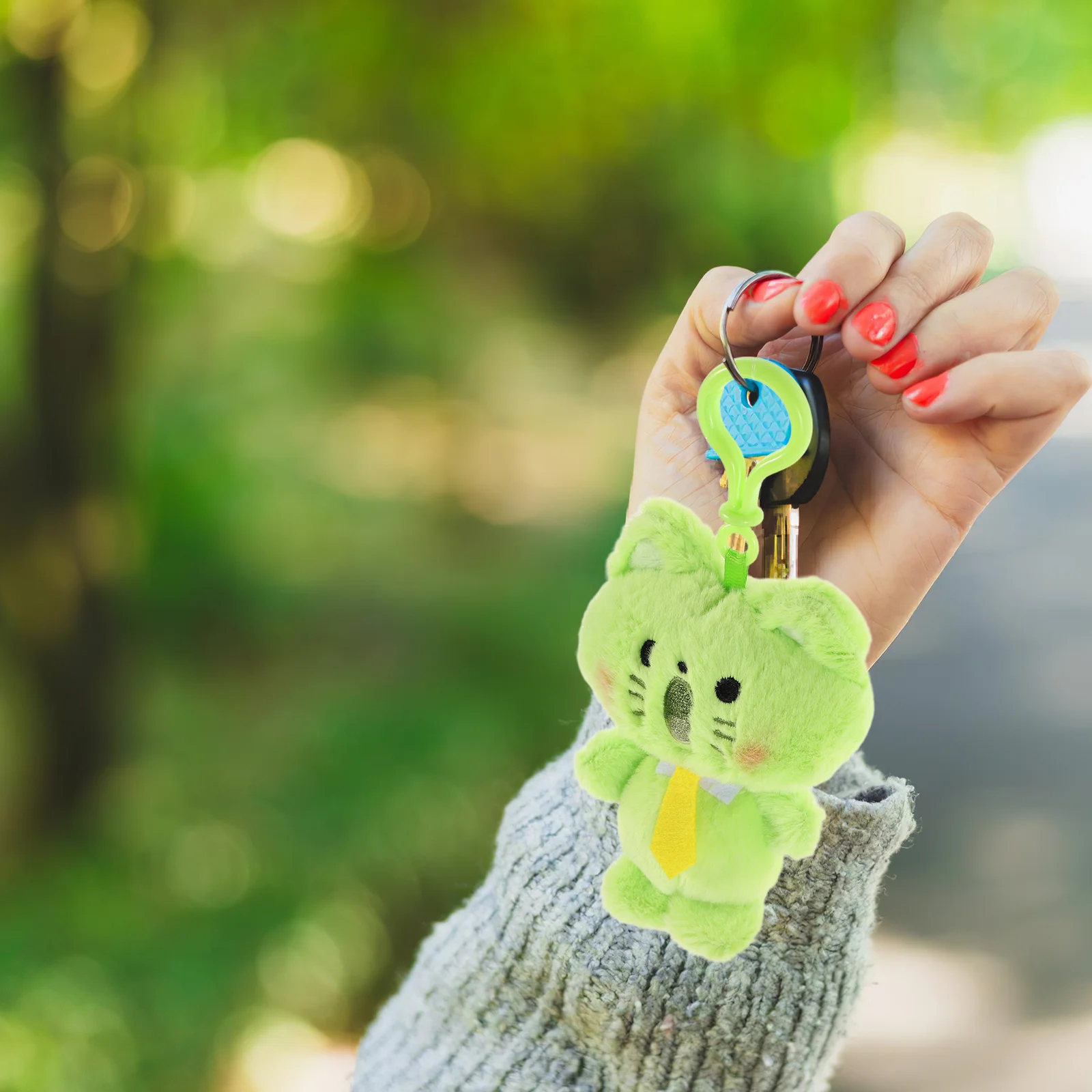 رائعتين الخضراء هريرة حلقة رئيسية لينة القطط زخرفة لحقيبة اليد مفاتيح الحقيبة سحر المحمولة ملحق صغير للاستخدام اليومي