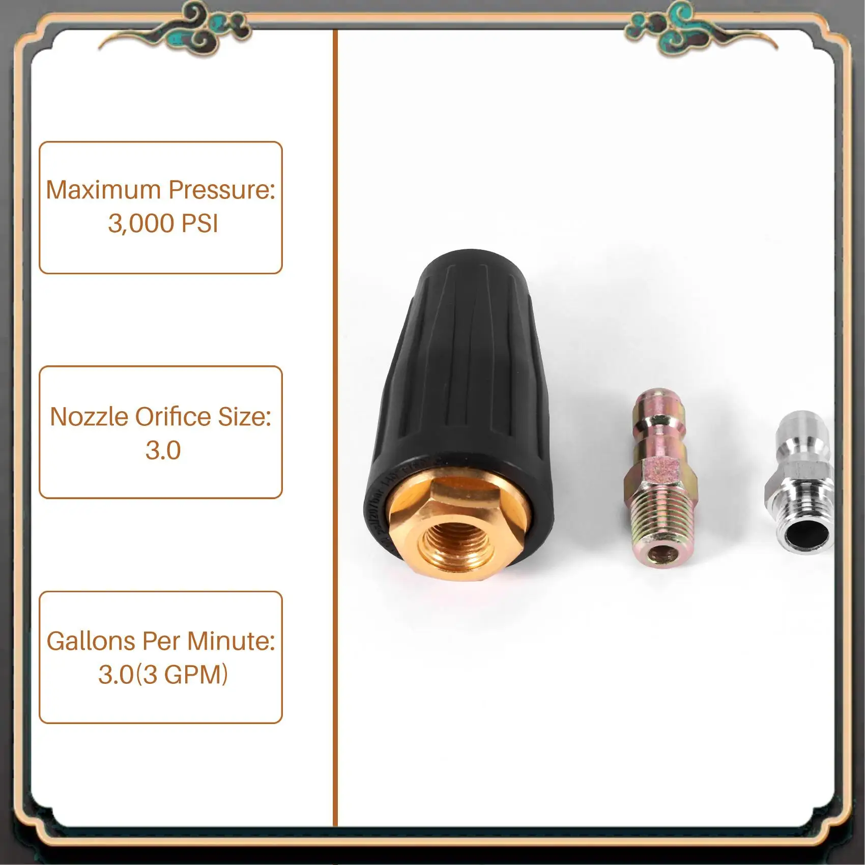 

M45K-Pressure Washer Rotating Spray Turbo Nozzle Universal For Hot And Cold Water 3,000 Psi, 3.0 Orifice, 3.0 Gpm With 1/4 Inch