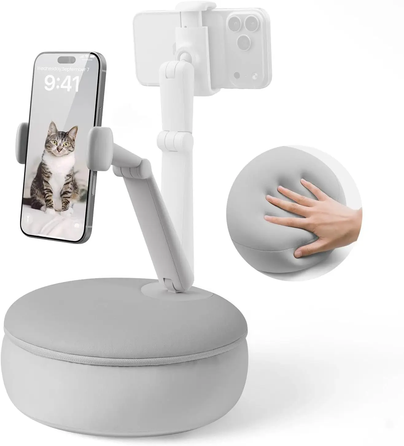 

Adjustable Phone Pillow Stand for Bed & Sofa, Fits 4.7"-7.0" Devices, Gray - Hands-Free Viewing