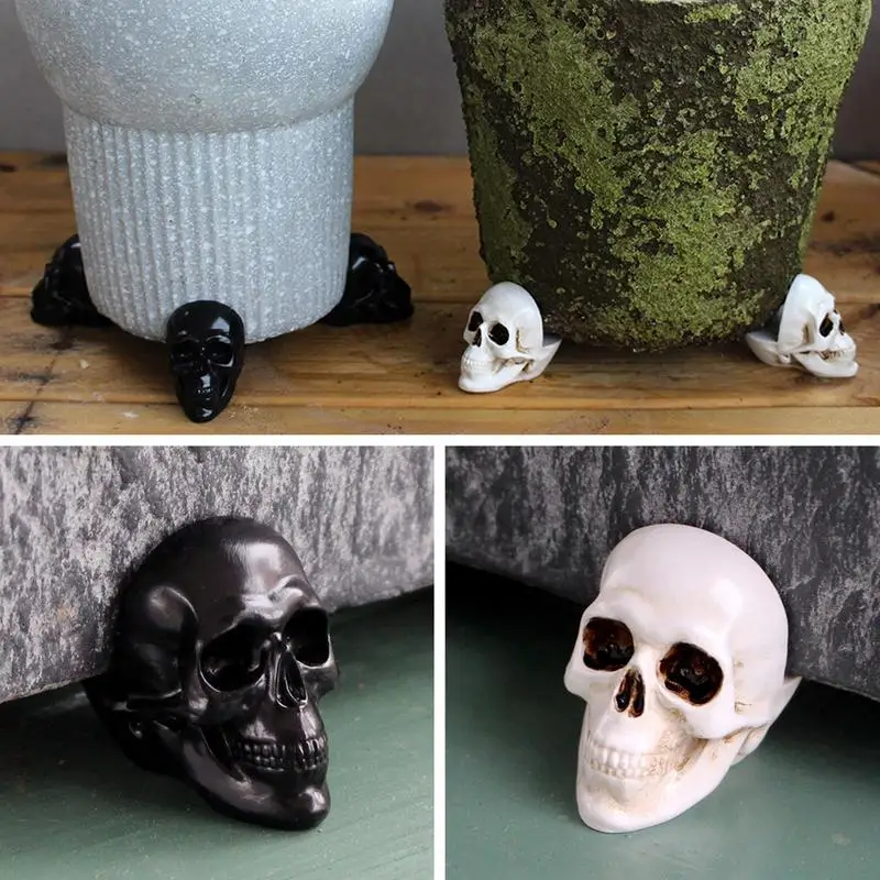 6pcs Skull Pallet Mat Simulated Human Skull Head Figurines Flower Pot Feet Creative Halloween Decoration For Home