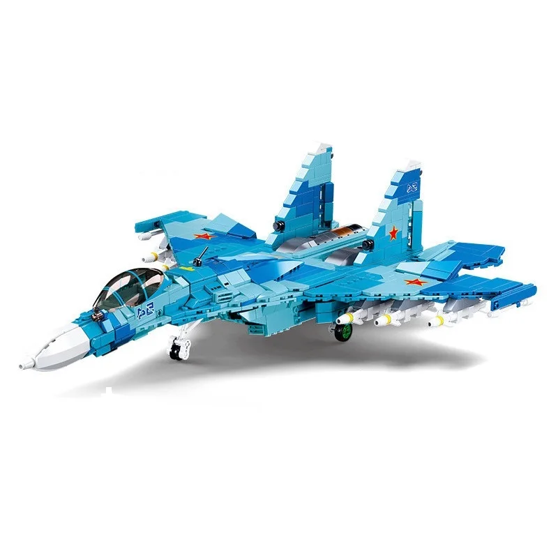 

Sluban Military SU-27 Fighter Jet Aircraft Airplane Model Building Blocks Kids Plane DIY Bricks Toys Christmas Gift For Boys