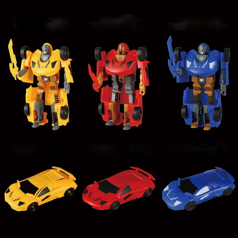 1 stks Mini Transformatie Auto Kids Klassieke Robot Auto Speelgoed Cartoon Figuren Plastic Vervorming Speelgoed Kinderen Jongens Ornamenten Geschenken