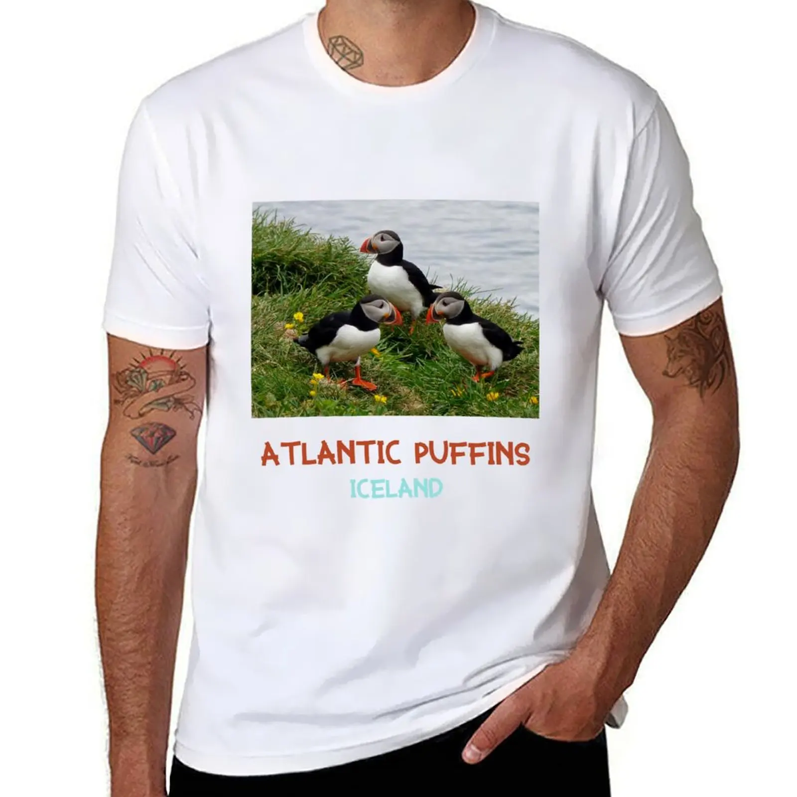 The Atlantic Puffins in Iceland T-Shirt essential t shirt man t shirts cotton T-Shirt